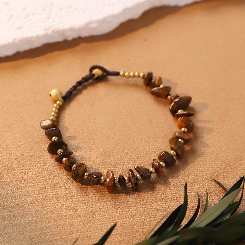 Hand-woven natural crystal bracelet Aquamarine amethyst men's and women's stacked bracelet, poker hand rope