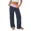 Damen High Waist Weite Hosen Weiche Lässige Color Block Hosen