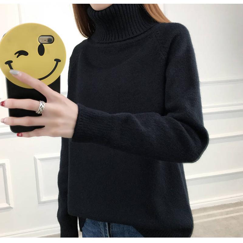 New Turtleneck Sweater Women Long Sleeve Tops Pullover Winter Warm Knitted Sweater Jumper Coat