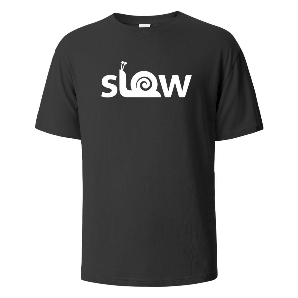 Slow Printed T-Shirt Street Funny Graphic 100% Cotton Oversize Shortsleeved Tees For Men Women Summer Fashion Casual O-neck Tops