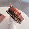 Applicable To Samsung Z Fold4 Mobile Phone Case Brown Leopard Print Butterfly Wrist Strap Z Fold3 Folding Screen Left and Right Protective Cover
