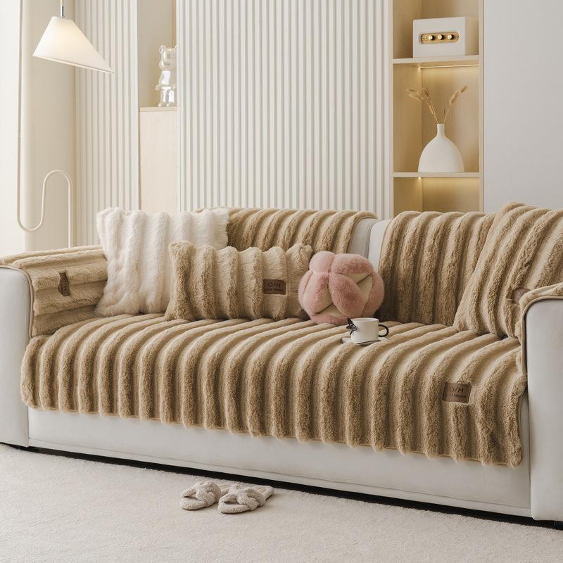 Cream Wind Rabbit Rabbit Velvet Sofa Cushion Autumn And Winter Plush Cushion Thickened Premium Non-Slip Leather Sofa Cover Cover Cloth Towel