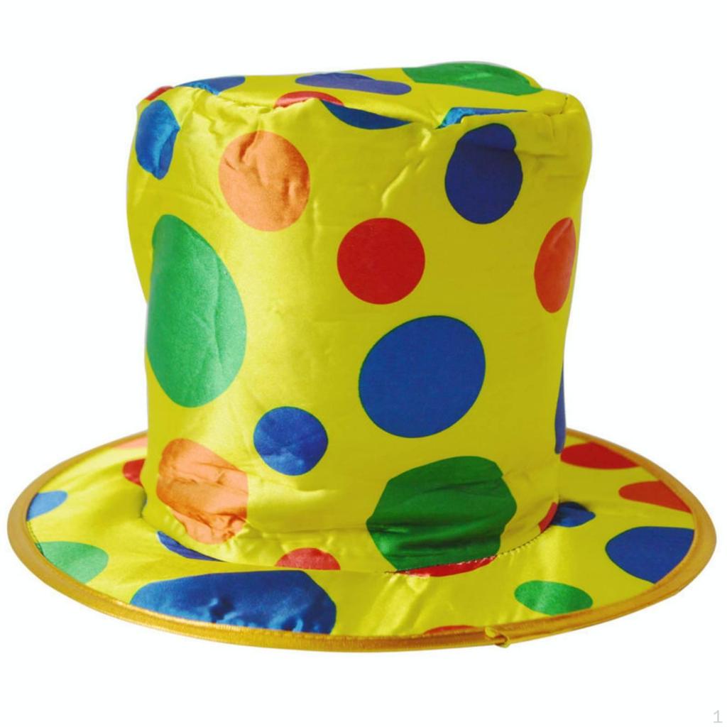 Polka Dot Clown Hat Wide Brim Velvet Tall Crown Party Accessory