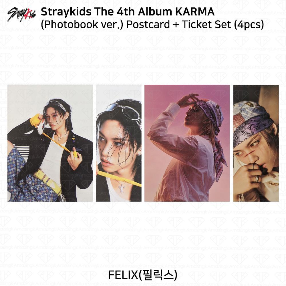 

Stray Kids 4-й альбом Karma версія фотокниги Офіційна фотокартка Felix Postcard Ticket