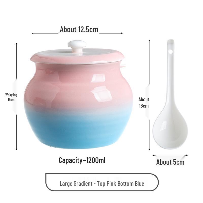 Ceramic Chili Oil Can with Spoon - High Temp Resistant, Creative Design for Luck & Prosperity in the Kitchen
