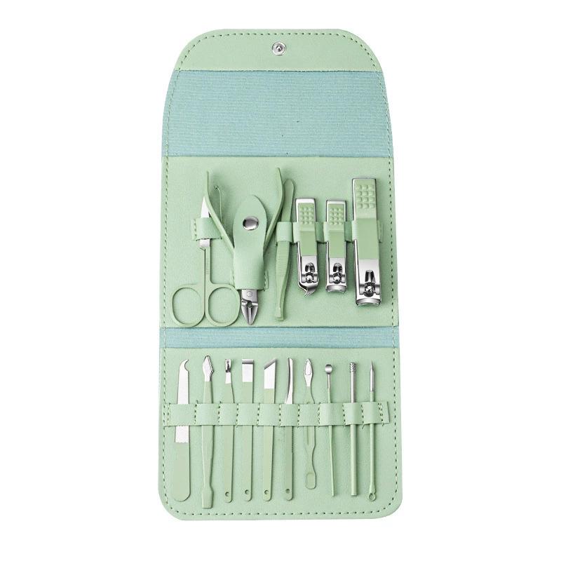 Green 16-Piece Nail Clipper & Manicure Set: Colorful, Practical Grooming Essentials & Gift