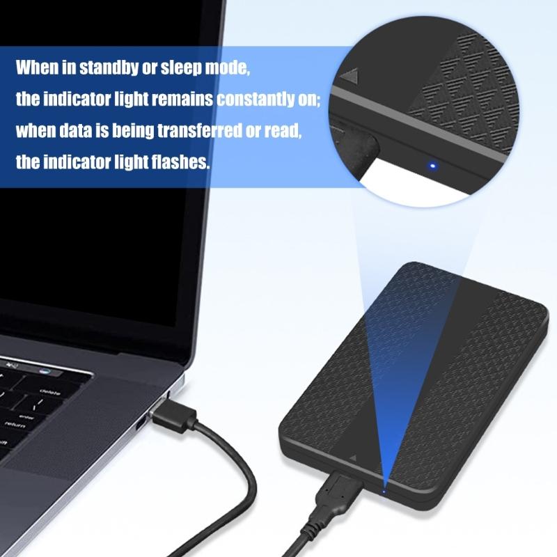 Portable 2.5inch SATAs Hard Drive Enclosure for SSDs HDDs No Screw Design ABS Construction