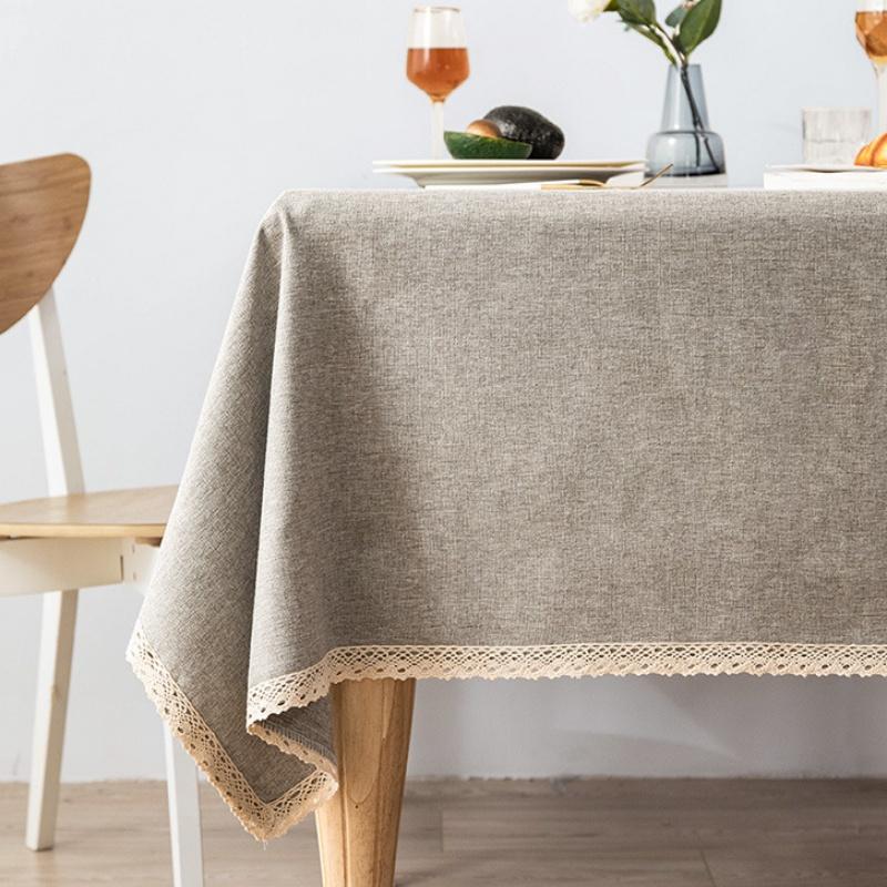 Rectangle Tablecloth Cotton Linen Square Waterproof Table Cloth Oil-Proof Table Cover For Home Kitchen Garden Restaurant Decor