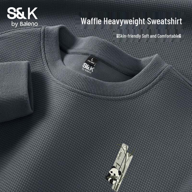 

Мужской свитер Baleno S&K из вафельного трикотажа, тяжелый вес, с круглым вырезом 3XL