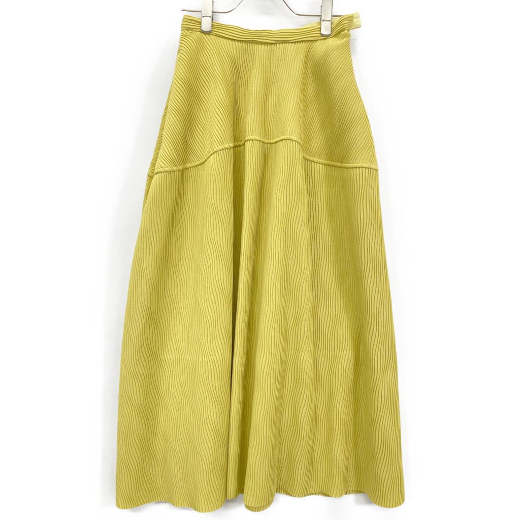 LE CIEL BLEU [Good Condition/24Stainless Steel] 24S67102 Wave Pleated Skirt skirt 34 yellowUsed