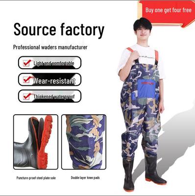 Puncture-Proof Steel Bottom Double Knee Pads Fishing Bib Pants – Sturdy, Thickened, Double-Layer Waders