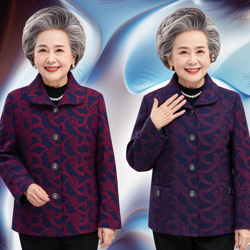 Spring & Autumn Lightweight Jacket for Mature Women - Stylish Lapel Top, Grandma's Fashionable Two-Way Shirt