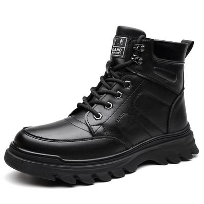 Winter High Top Warme Baumwollschuhe für Herren Neuer Designer Schwarze Rindslederstiefel Männliche Mode Lässige Plateau Arbeitsstiefel Mann