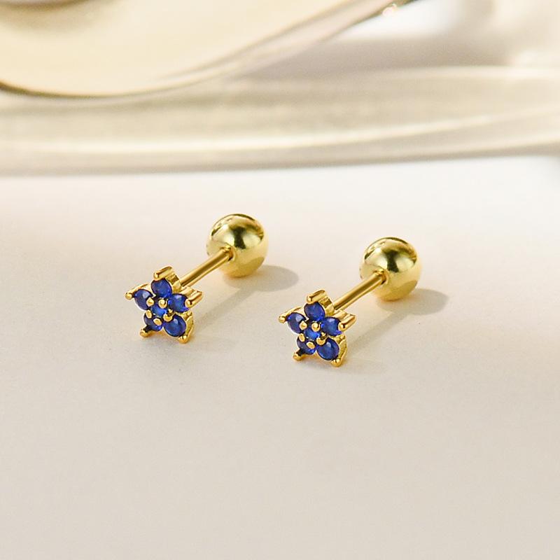 

Girls 925 Sterling Silver Stylish Simple Flowers CZ Screw Safe Stud Earrings for Daughter Children Birthday Gift Jewelry золотой