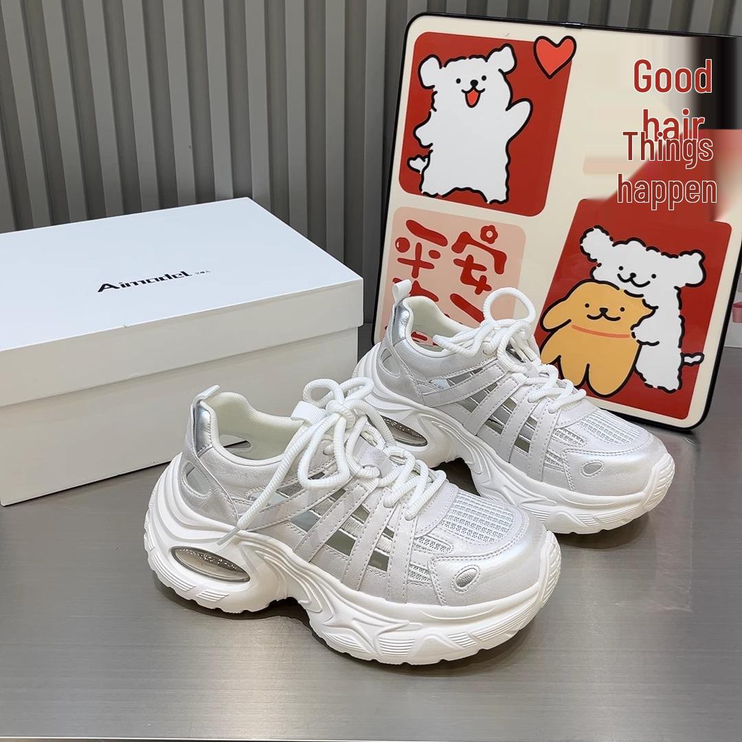 

2025 Spring/Summer Women s Thick-Soled Lightweight Platform Sandals: Breathable, Height-Increasing Sporty Design. 38 брудно-білий