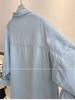 Women's Casual Loose-Fit Blue Twill Shirt Jacket - Long Sleeve, Lapel, Autumn/Winter Trendy Top