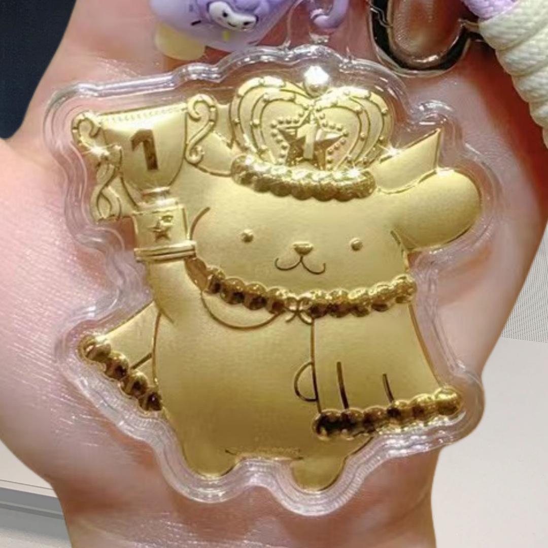 Golden Pompompurin 999 Pure Gold Mobile Phone Charm & Keychain Gift