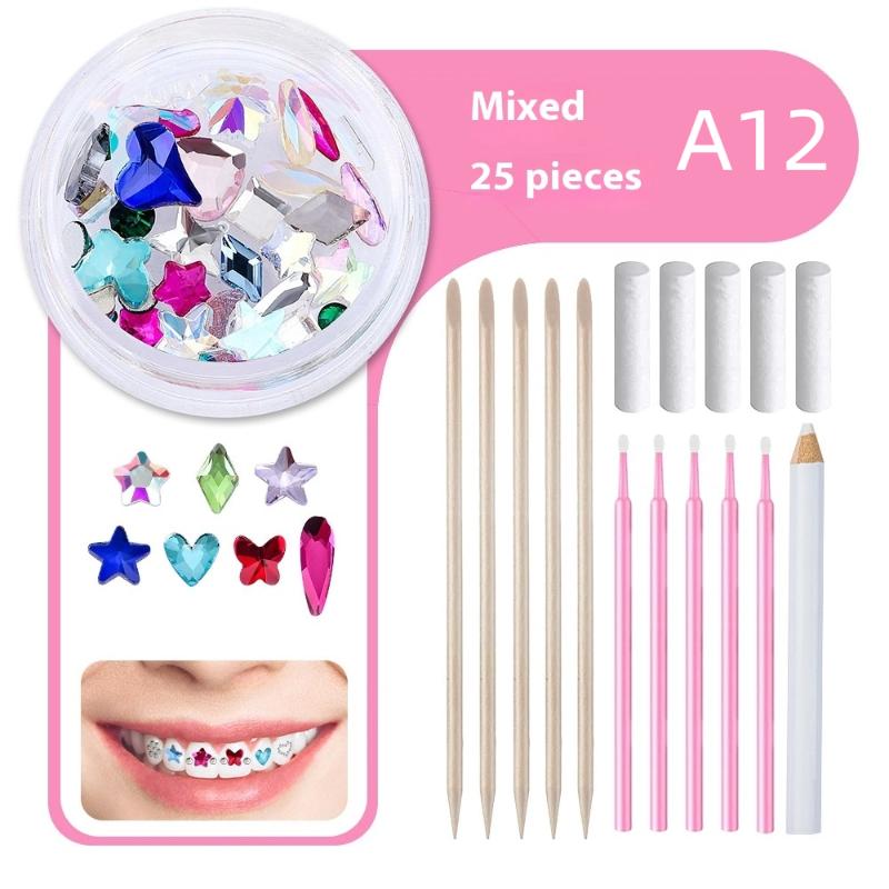 1 Zestaw Dentalne Kryształki na Zęby Kryształowe Szkło Diament Ornament w Kształcie Motyla Narzędzia do DIY Różne Kształty Kolor Ozdoby do Biżuterii na Zęby