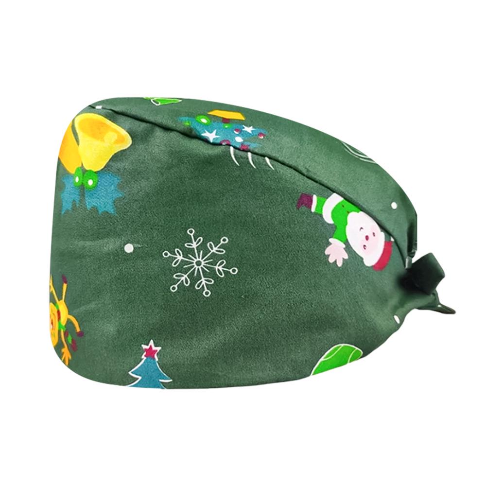 Cute Christmas Cartoon Surgical Cap - Comfortable Cotton Dustproof Head Cover for Chefs & Nurses