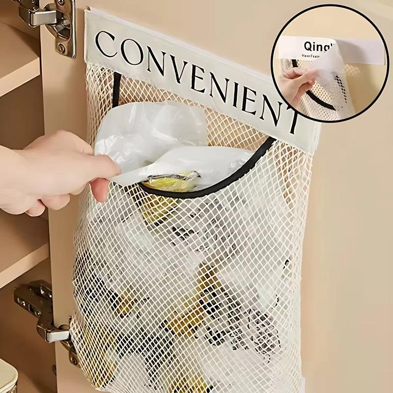 

1/3/5 шт. настенный сетчатый мешок для хранения мусорный мешок держатель пластиковый хозяйственный мешок диспенсер для мелочей сетка для хранения продуктовый мешок органайзер 1PCS бежевый