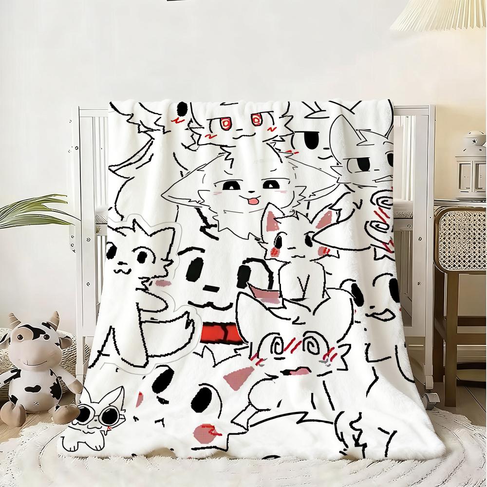 Cute Cat b-Boykisser Throw Kid-Friendly Flannel Throw Blanket Soft Warm Anti-Static Washable All Season