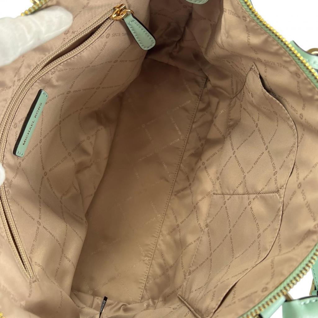 Michael Kors Satchel Shoulder Bag Handbag Cowhide Light Green Women 35S0GYZS3L Used