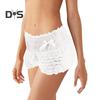 Men Sexy High Waist Underwear Mesh Lace Shorts Panties with Bowknot Decor Solid Color High Waist Panties