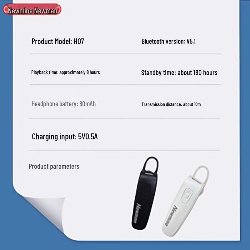 Newmine H07 Wireless Bluetooth Single Ear Headset