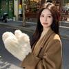 Winter Women Real Rabbit Fur Gloves Natural Thick Style Rabbit Fur Mittens Outdoor Girls Keep Warm Hand Knitted Fur Glove