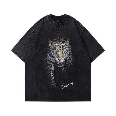 Fashion Cotton Animal Printed Crew Neck Oversize Men T-shirts Casual Short Sleeves Tops