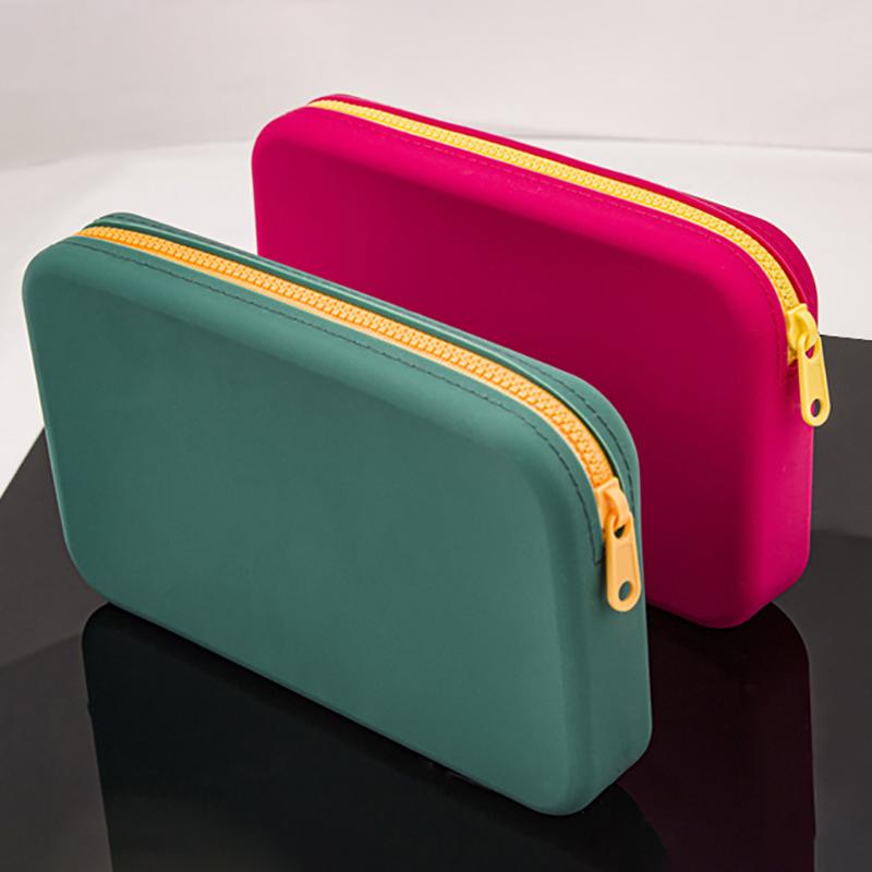 Square Silicone Cosmetic Storage Bag Large Capacity Travel Makeup Brush Holder Portable Cosmetic Waterproof Organizer