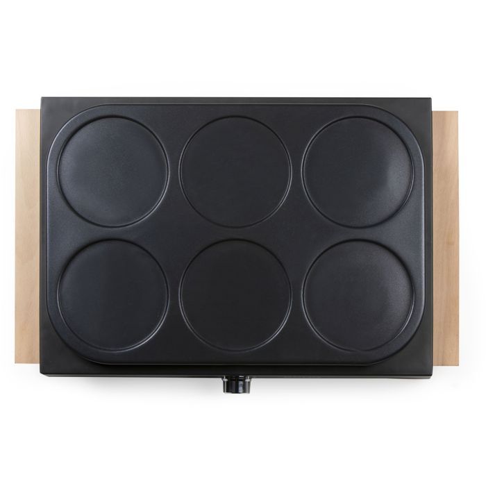 Crêpière - DOMO - DO8717P - 1000 W - Pour 6 Crêpes De Ø 11,5 Cm - Thermostat Réglable - Noir / Bois