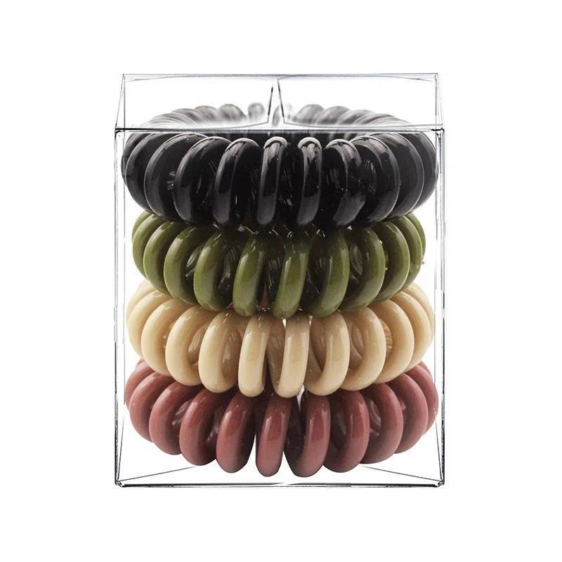 Telephone Wire Elastic Hair Rubber Bands Transparent Spiral Hair Ties Rings Gum for Women Hair Accessories