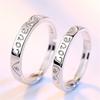 2Pcs Love Heart Heartbeat Couple Open Rings For Women Men Lover Black Silver Color Engagement Wedding Rings Valentines Day Gifts