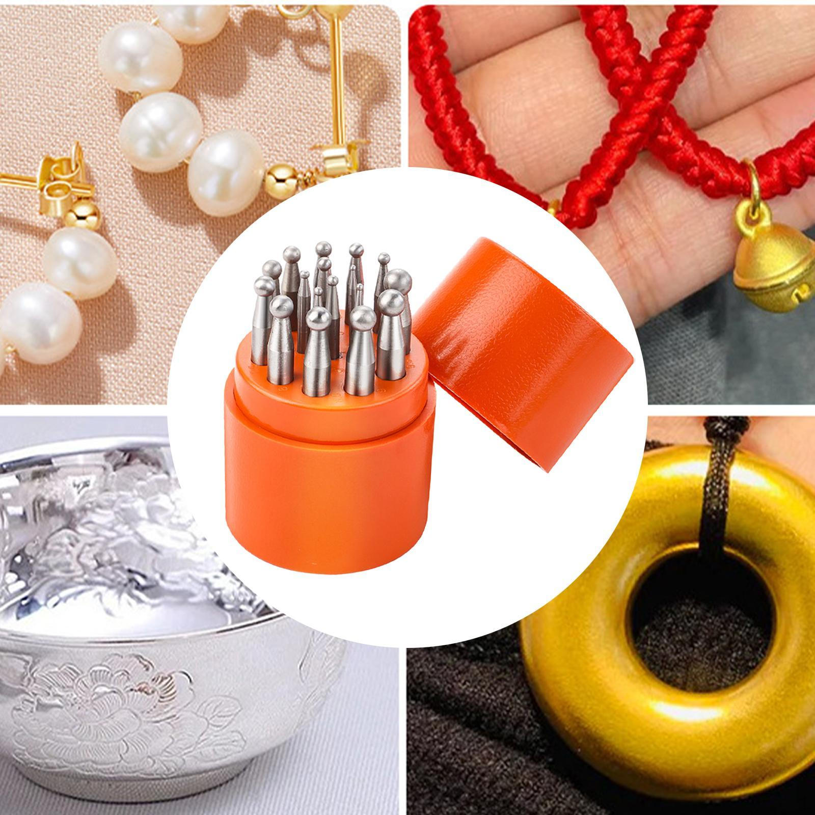 

Dapping Block Punches Ювелирные изделия Doming Punch Set Metal Forming Tools for Workers 17pcs