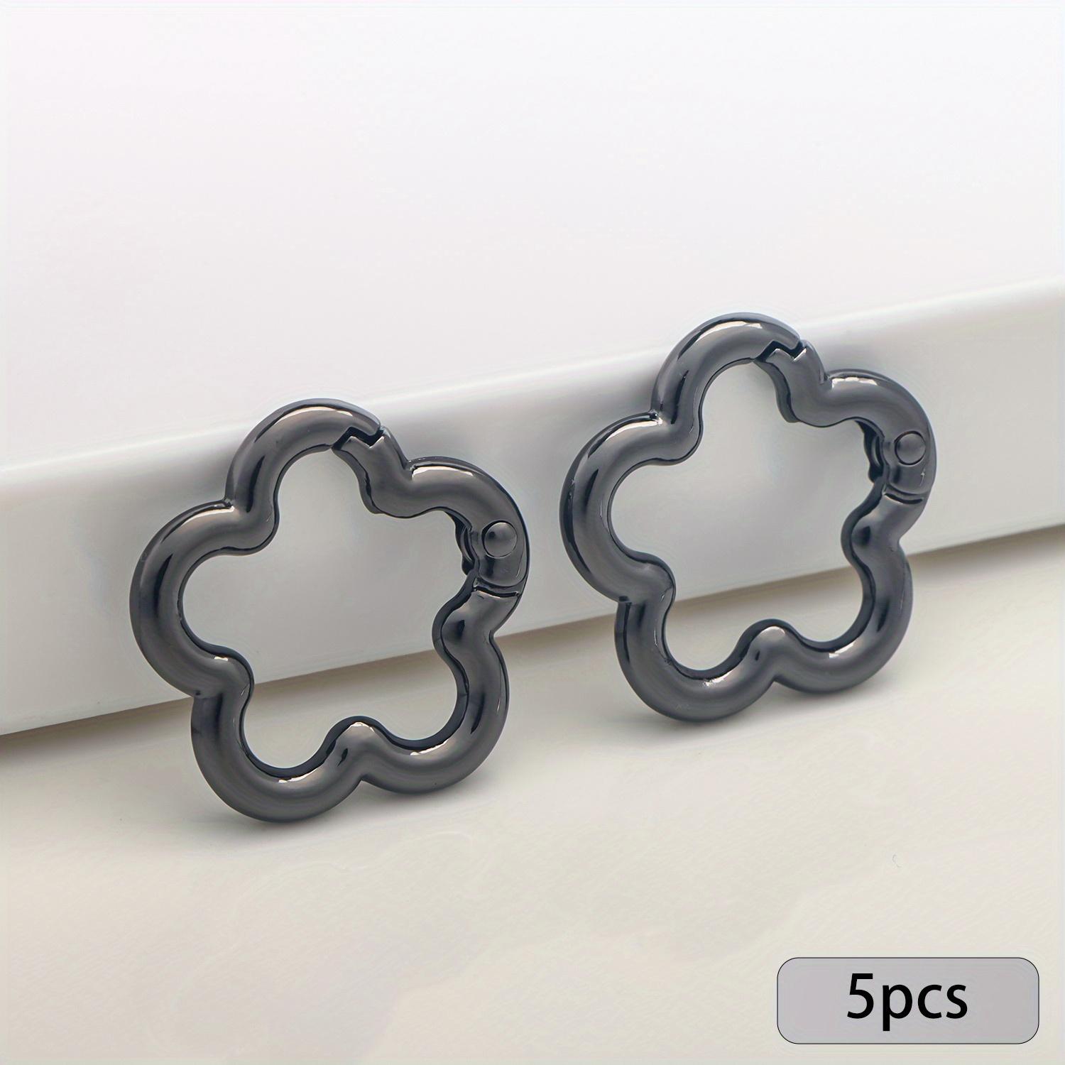 

5 шт. брелоков для ключей в виде цветка, металлический пружинный брелок-цепочка с пряжкой для cs, DIY сумки, изготовления поделок, кошелька и сумочки чёрный