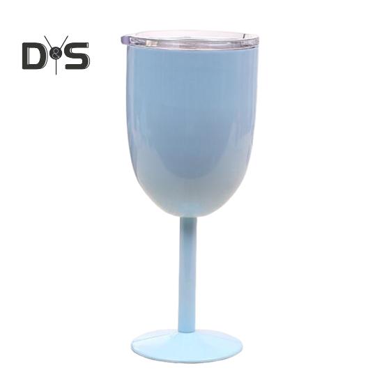 

10 унций изолированный коктейльный бокал с двойными стенками и высокой крышкой стакан для коктейлей вина холодных напитков бокал из нержавеющей стали светло-синий