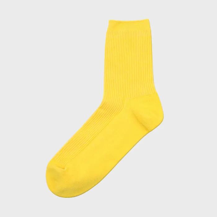 Vivid Ribbed Socks (Yellow)