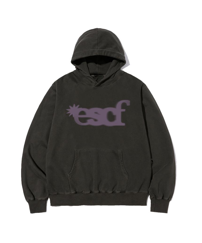 Escape From Spread Typographic Logo Print Pigment Hoodie Charcoal M