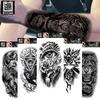Adesivi per tatuaggi impermeabili Yuanhua - Totem con testa di lupo e disegni di testo arabo