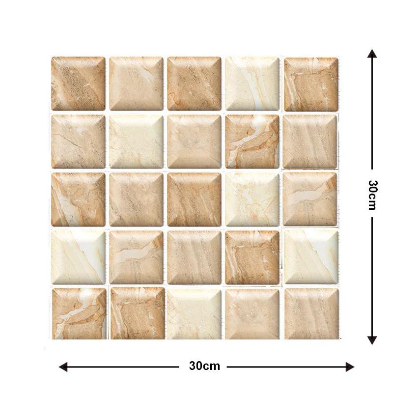 Self Adhesive Tile Wall Sticker - Home Decor 3D PVC Sticker Covers For Kitchen Cupboard Bathroom Waterproof Wallpaper