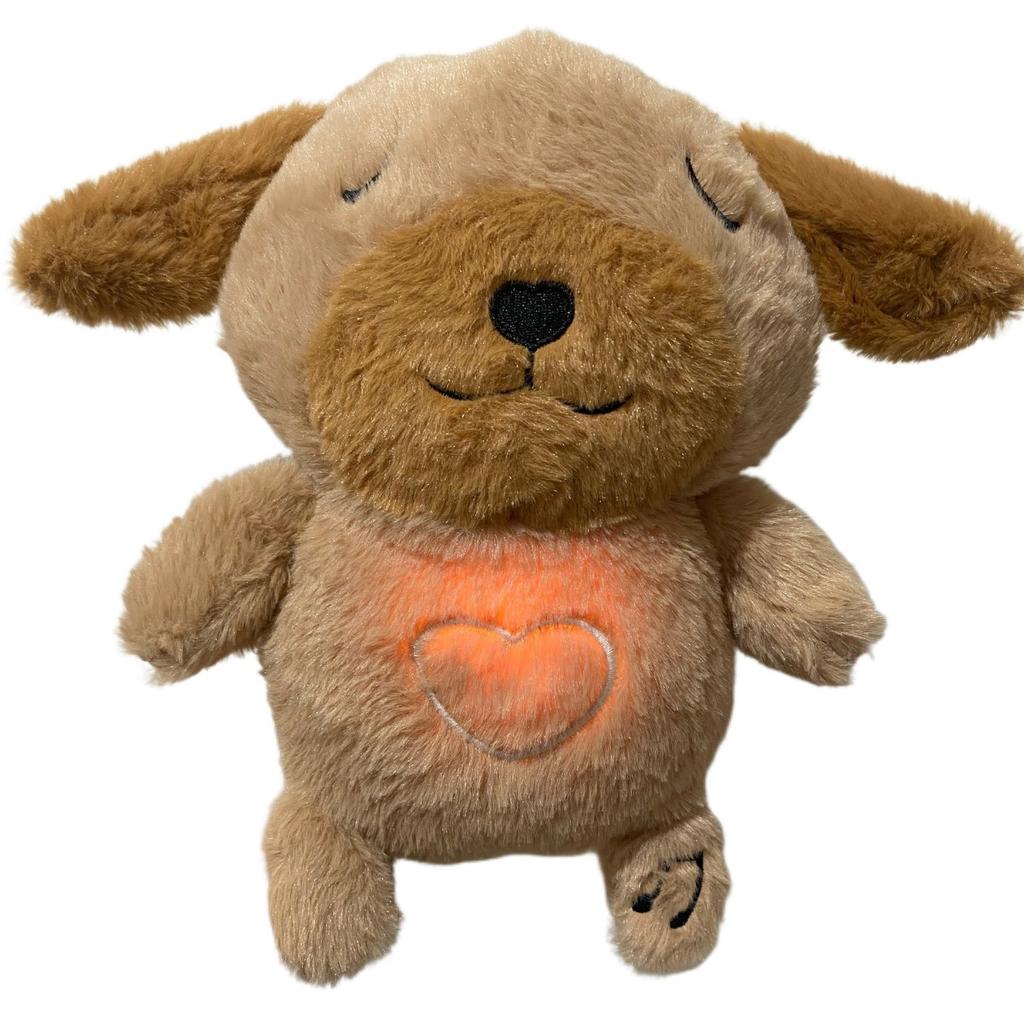 JOYBLISS Stock Soothing New Breath Light Sound Cute Leering Cat Music Early Education Doll Stuffed Animals