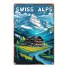 1pc Swiss Alps Vintage Iron Wall Art Sign - Rustic Metal Decor with Vibrant Alpine Landscape, 12x8 Inches (30x20cm), Detailed Ar