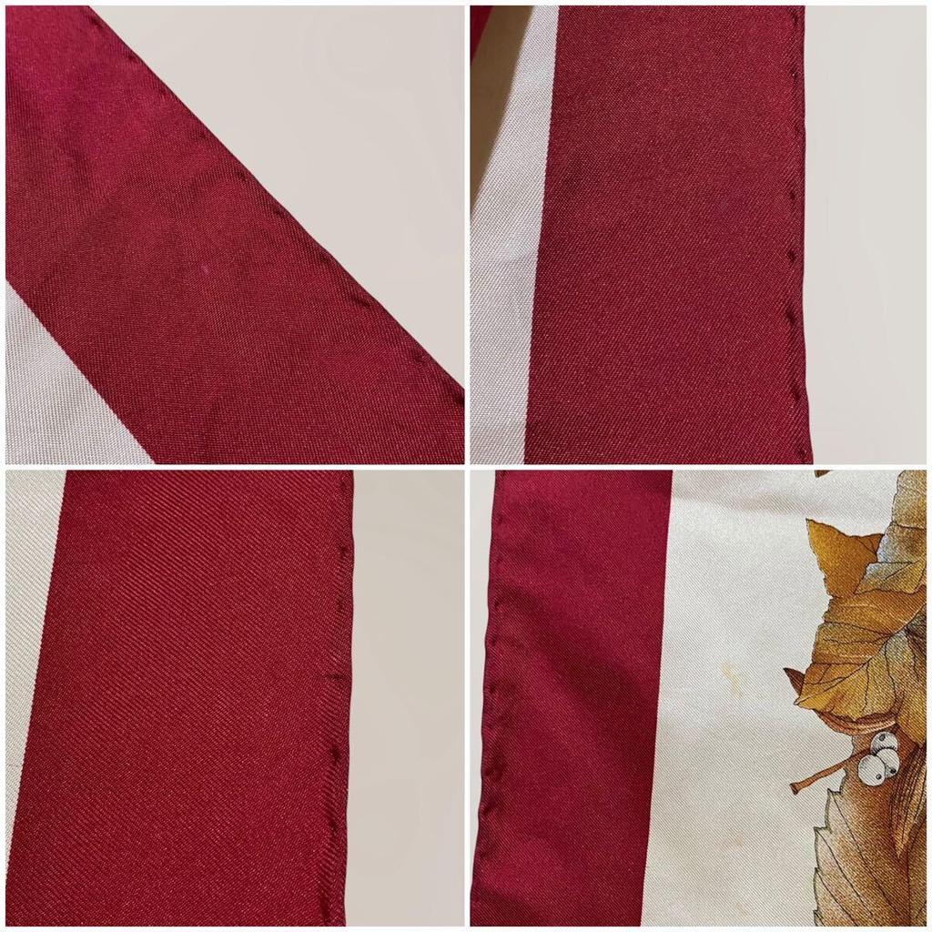 Used GUCCI Large Silk Scarf Botanical Print Autumn Old Gucci