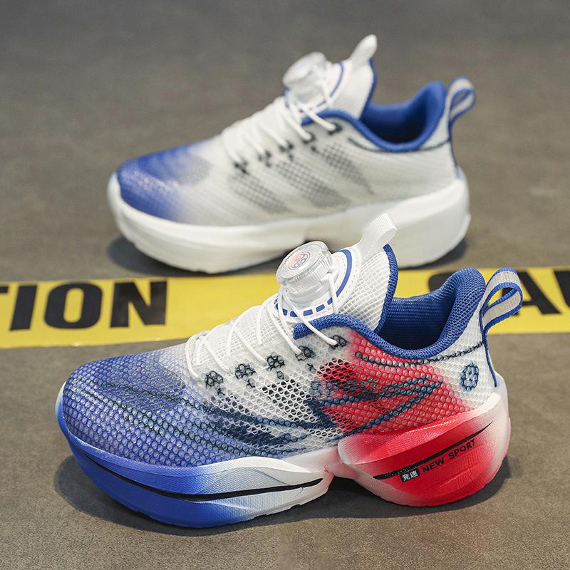 2025 New Summer Boys Shoes Children's Sports Shoes Primary School Students Lightweight Professional Carbon Plate Red Rabbit Running Shoes