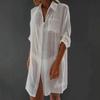 Summer Thin Long-sleeved Sunscreen Clothes for Women, Medium and Long Cardigan Swimwear with Seaside Beach Vacation Shirt Skirt