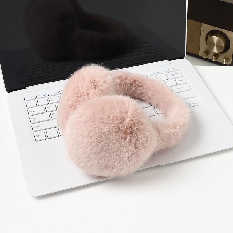 Womens Winter Fleece Ear Warmers - Soft Plush Earmuffs Cold Weather Unisex In White Pink Black Gray Beige Caramel