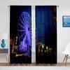 Giant Vertical Revolving Ferris Wheel Tulle Curtains Living Room Bedroom Decor Chiffon Sheer Voile Kitchen Window Curtain Drapes