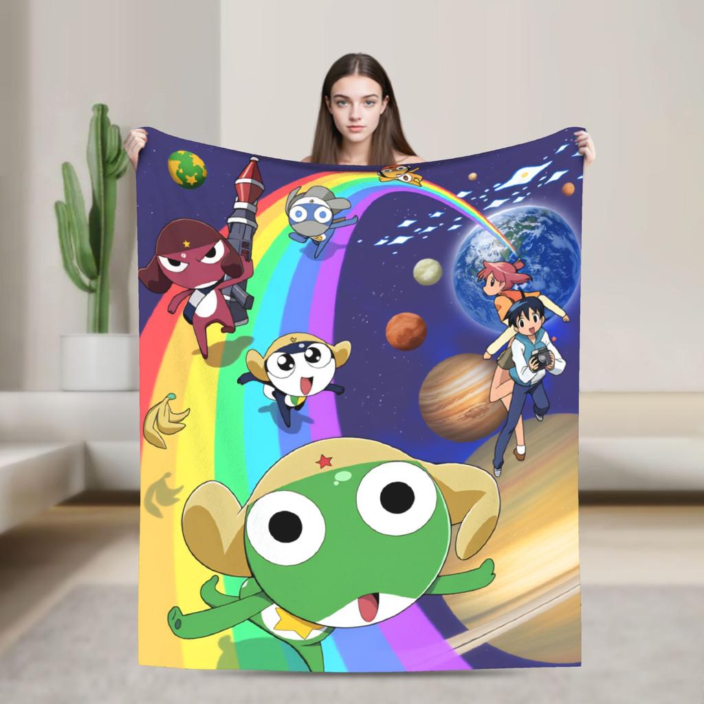 Classic Comedy Anime Keroros Frog Blanket  Travel Flannel Throw Blanket For Couch Chair Super Soft Design Quality Bedspread Gift