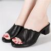 Women's Medium-heeled High-value High-heeled Slippers Women's 2025 Summer New Fashionable and Versatile Outer Wear Fish Mouth One-word Slippers